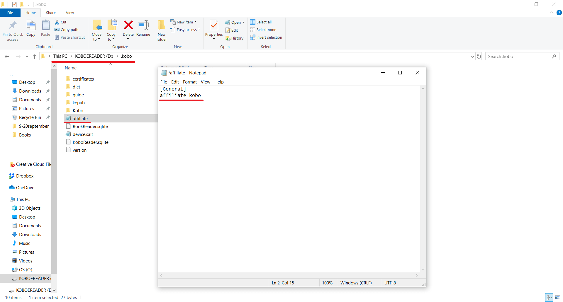 Screenshot on showing a file that is editted in a texteditor